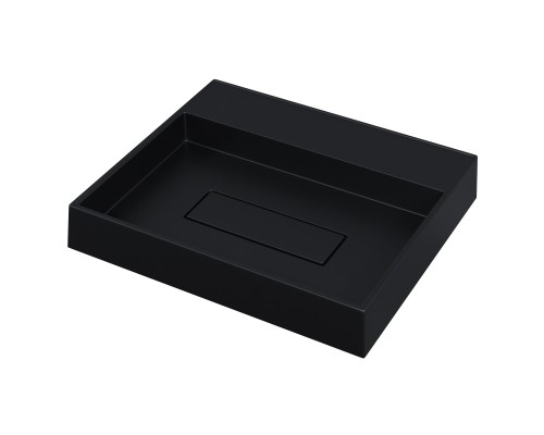 Раковина накладная прямоугольная, Uperwood Tanos Quartz 50 см, черная, "уголь"