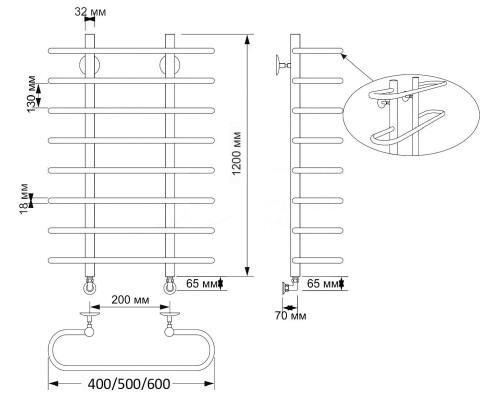 Полотенцесушитель латунный Secado Венеция 40х120х20, водяной, бронза
