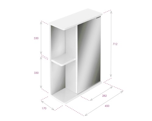 Зеркальный шкаф Onika Карина 45.00 У Белый