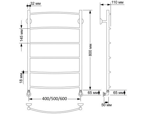 Полотенцесушитель латунный Secado Милан 1 40х80, водяной, бронза