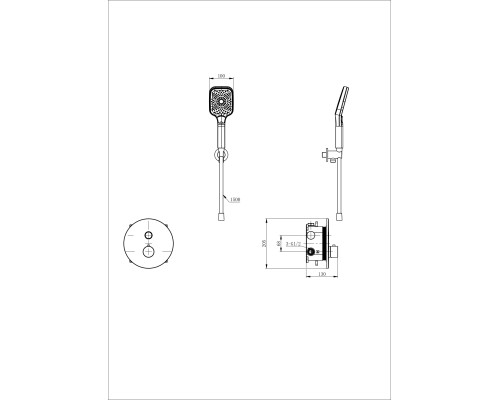 Смеситель для душа с термостатом встраиваемый Wonzon&Woghand, Темный графит
