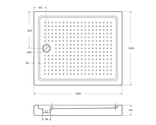 Поддон акриловый Cezares TRAY-A-AH-120/100-15-W Поддон акриловый Cezares TRAY-A-AH-120/100-15-W
