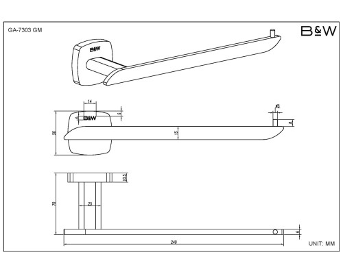 Набор аксессуаров Black&White Gravity, GA-7820GM, для ванной комнаты, gun metal