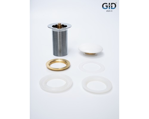 Белый керамический донный клапан Gid WH100 71101k без перелива
