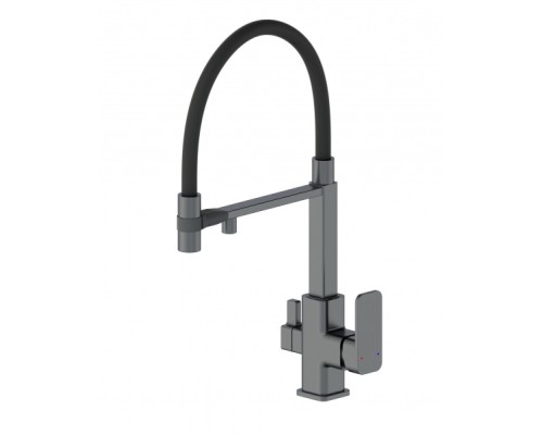 Смеситель для кухни с гибким изливом и подключением фильтра Wonzon&Woghand, Темный графит