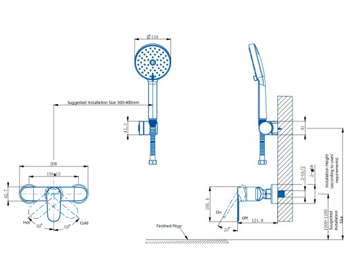 Смеситель для ванны с душем Arrow AHGQ35013CP хром