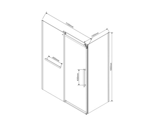 Душевой уголок Vincea Como Soft VSR-1CS1011CLB 1100x1000 черный стекло прозрачное