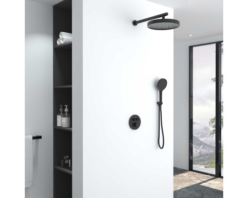 Душевой комплект Vincea Inspire VSFW-3I22MT2MB встраиваемый, термостат, 2 режима, черный