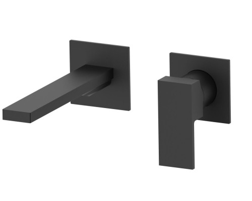 Встраиваемый в стену однорычажный смеситель для раковины AQG Bold, черный матовый