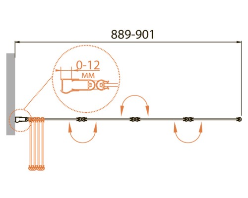 Шторка на ванну Cezares Relax 90 RELAX-V-4-90/140-C-Bi профиль Серый стекло прозрачное