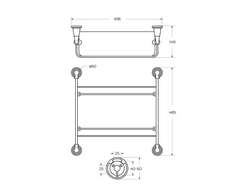 Полка стеклянная двойная подвесная ART&MAX AM-E-2611-D-Br