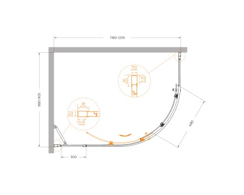 Душевой уголок Cezares Molveno 120x90 MOLVENO-RH-1-120/90-C-Cr-IV профиль Хром стекло прозрачное