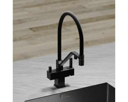 Смеситель для кухни SANCOS Loro SC4007MB с подключением фильтра для воды, матовый черный