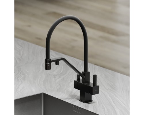 Смеситель для кухни SANCOS Loro SC4007MB с подключением фильтра для воды, матовый черный