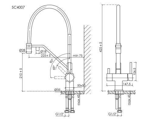 Смеситель для кухни SANCOS Loro SC4007MB с подключением фильтра для воды, матовый черный
