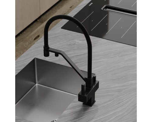 Смеситель для кухни SANCOS Loro SC4007MB с подключением фильтра для воды, матовый черный