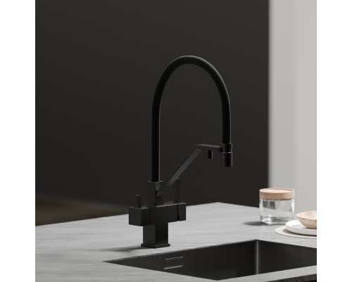 Смеситель для кухни SANCOS Loro SC4007MB с подключением фильтра для воды, матовый черный