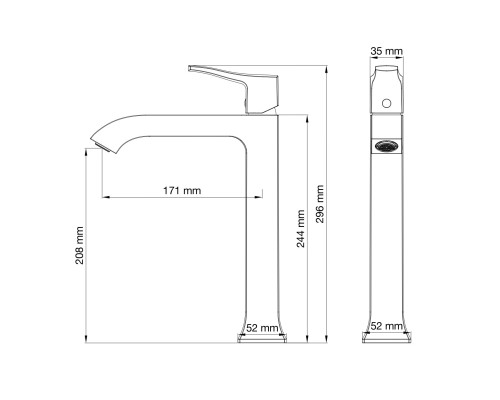 Смеситель для раковины высокий Wonzon&Woghand FLEX, Брашированный никель WW-88019072-BN