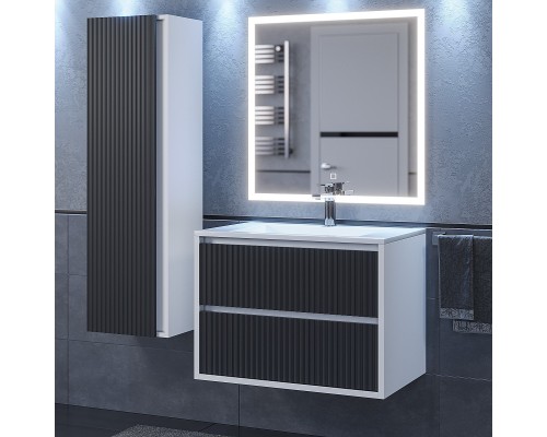 Тумба под раковину 70 см, Uperwood Next Premium, белая/графит, 2 ящика