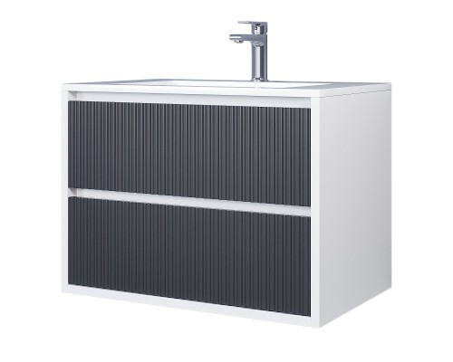 Тумба под раковину 70 см, Uperwood Next Premium, белая/графит, 2 ящика