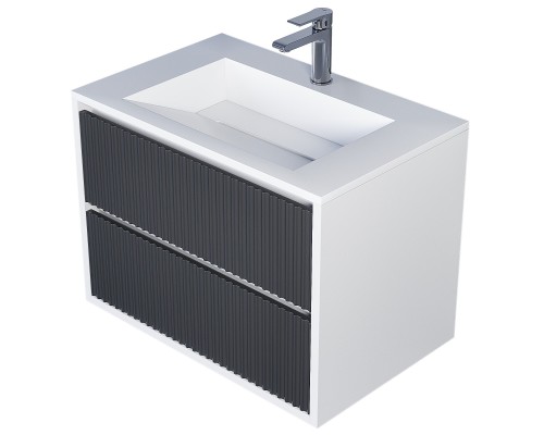 Тумба под раковину 70 см, Uperwood Next Premium, белая/графит, 2 ящика