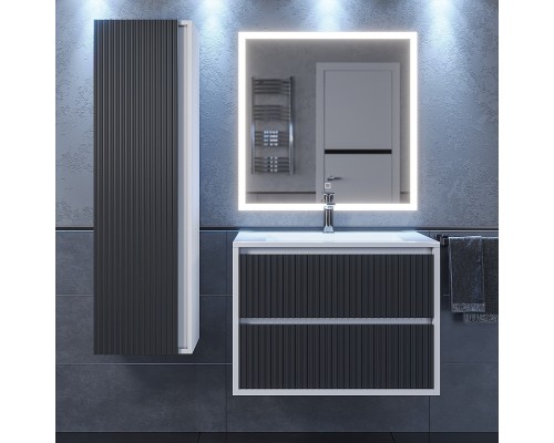 Тумба под раковину 70 см, Uperwood Next Premium, белая/графит, 2 ящика