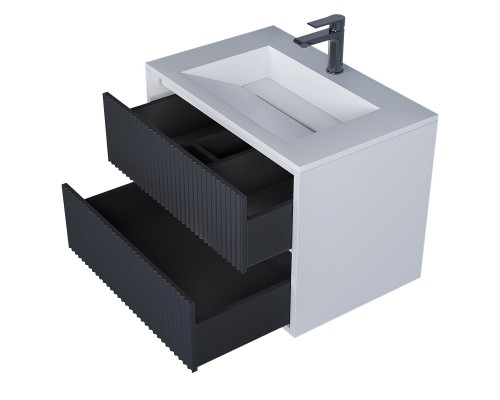 Тумба под раковину 70 см, Uperwood Next Premium, белая/графит, 2 ящика