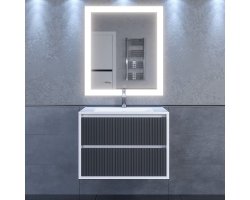 Тумба под раковину 70 см, Uperwood Next Premium, белая/графит, 2 ящика