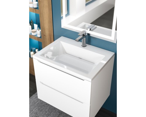 Раковина для ванной 60 см, Uperwood Olivia, с щелевым сливом, белая глянцевая