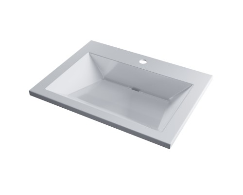 Раковина для ванной 60 см, Uperwood Olivia, с щелевым сливом, белая глянцевая