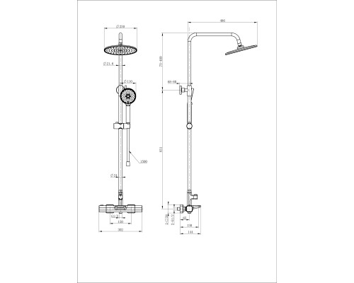 Душевая система с термостатом Wonzon&Woghand, Брашированное золото