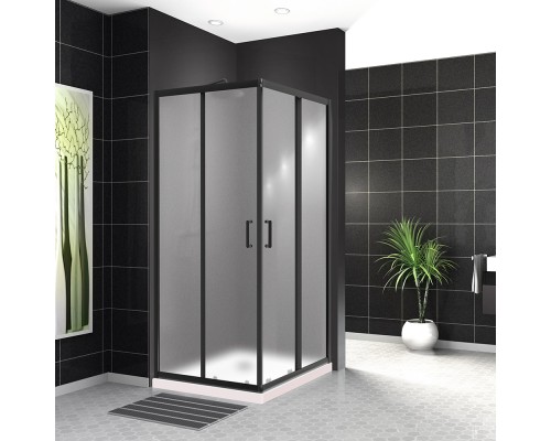 Душевой уголок BelBagno Uno 90х90 UNO-195-A-2-90-P-NERO Черный матовый рифленое