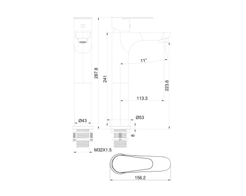 Смеситель для раковины высокий Wonzon&Woghand, Брашированное золото