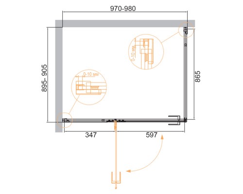 Душевой уголок Cezares Bellagio 100x90 BELLAGIO-AH-1-100/90-C-BORO профиль Золото брашированное стекло прозрачное