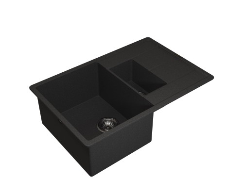 Кухонная мойка кварцевая Uperwood Quartz UPD-05-04, прямоугольная двухсекционная, черная