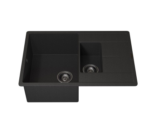 Кухонная мойка кварцевая Uperwood Quartz UPD-05-04, прямоугольная двухсекционная, черная