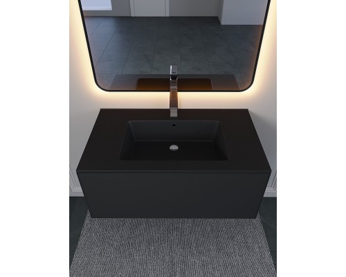 Раковина для ванной 86 см, Uperwood Parma Quartz, черная матовая, "космос"