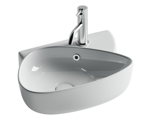 Раковина подвесная Ceramicanova с отверстием под смеситель, 495x350x155, белый