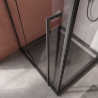 Душевой уголок Cezares Liner 90x90 L профиль Черный матовый стекло прозрачное