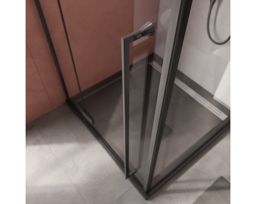 Душевой уголок Cezares Liner 90x90 L LINER-A-1-90-C-NERO-L профиль Черный матовый стекло прозрачное
