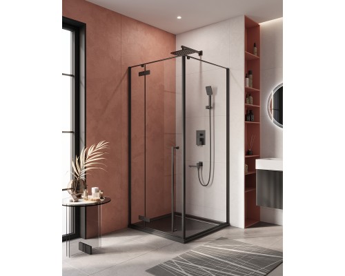 Душевой уголок Cezares Liner 90x90 L LINER-A-1-90-C-NERO-L профиль Черный матовый стекло прозрачное