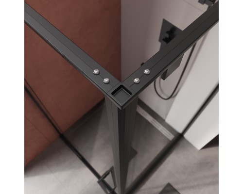 Душевой уголок Cezares Liner 90x90 L LINER-A-1-90-C-NERO-L профиль Черный матовый стекло прозрачное