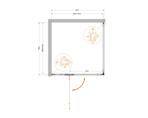 Душевой уголок Cezares Liner 90x90 L LINER-A-1-90-C-NERO-L профиль Черный матовый стекло прозрачное
