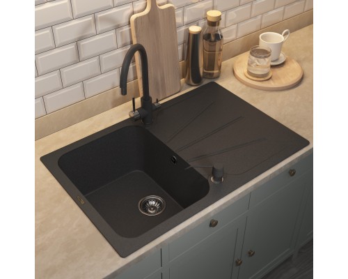 Кухонная мойка кварцевая Uperwood Quartz UPD-04-04, прямоугольная, черная