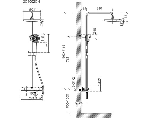 Душевая система Sancos Game SC3002CH с термостатом Хром