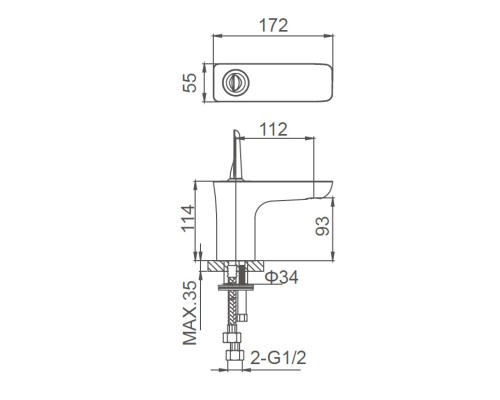 Смеситель для раковины Wonzon&Woghand SHARK, Хром WW-48B1101-CR
