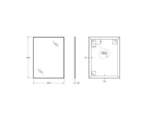 Зеркало BelBagno SPC-AL-600-800 Nero Черное