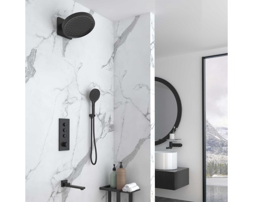 Душевой комплект Vincea VSFW-433TI3MB встраиваемый, термостат, трехрежимный, черный