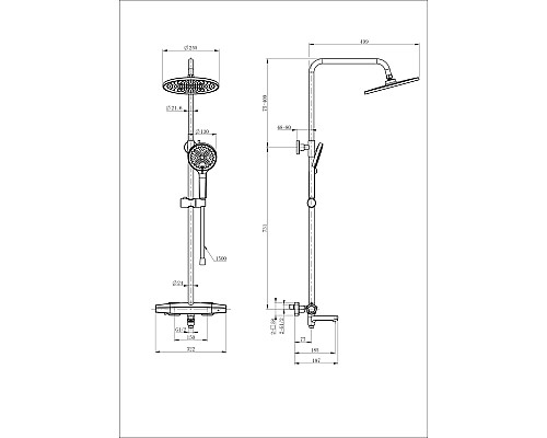 Душевая система с термостатом Wonzon&Woghand, Брашированное золото
