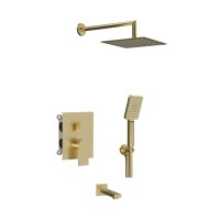 Душевая система EC316 AQG Alpha, с изливом, с верхним душем, матовое золото